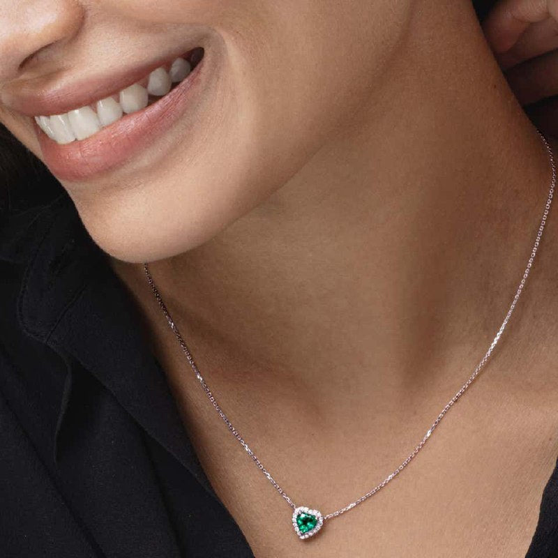 PDIJE2042$5 FORMA CORAZON VERDE PANDORA PLATA 9.25