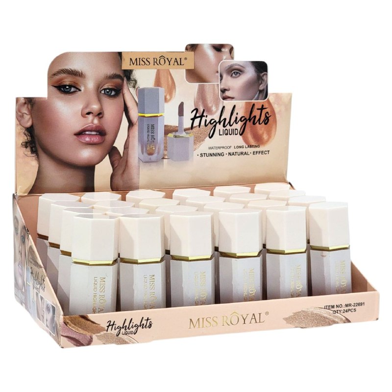 ILUMINADOR LIQUIDO DE LARGA DURACION RESISTENTE AL AGUA 6 TONOS MISS ROYAL 2.5G (DUPE DE SHEGLAM)