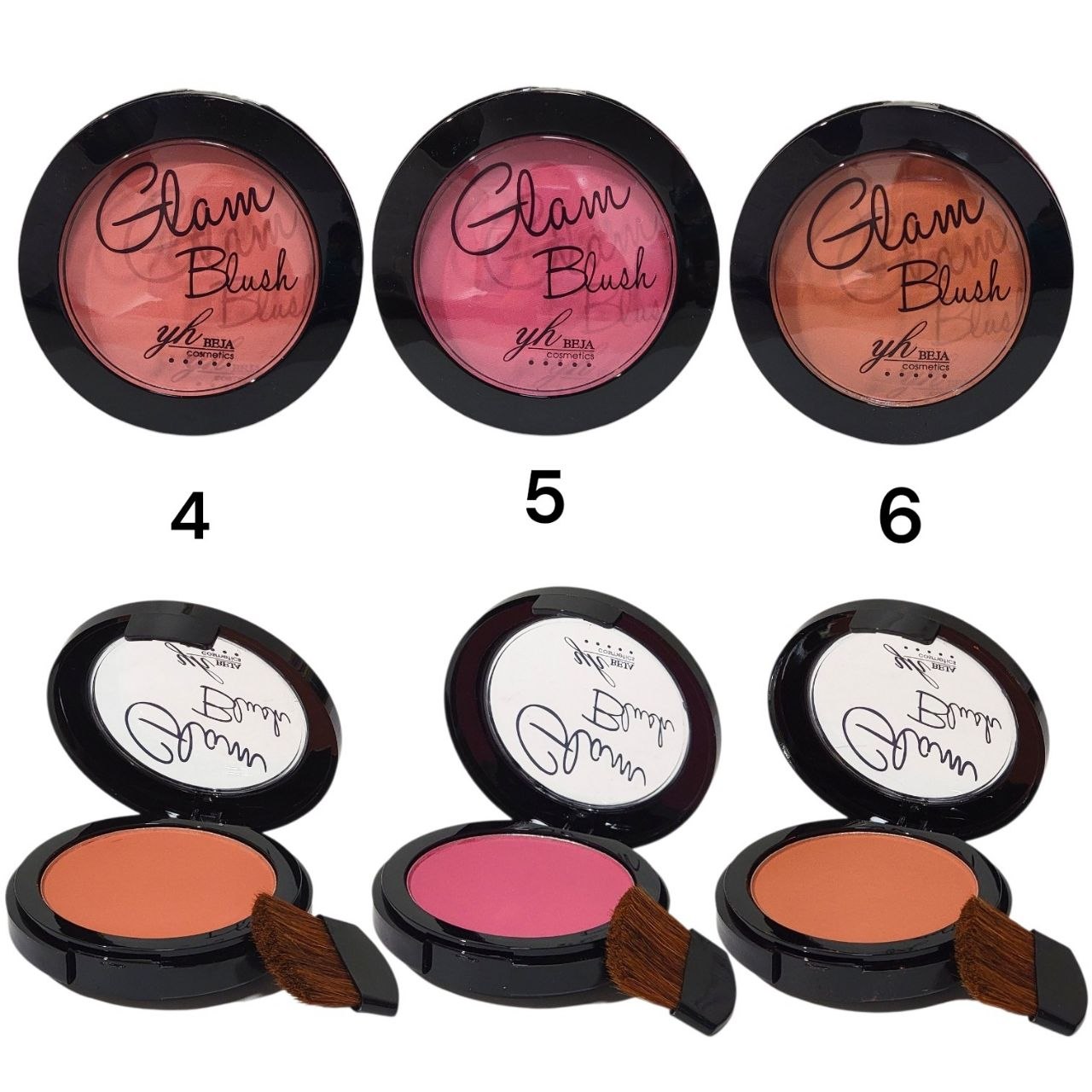 POLVO RUBOR ACABADO MATE DE LARGA DURACIÓN 6 TONOS YH BEJA COSMETICS 10G
