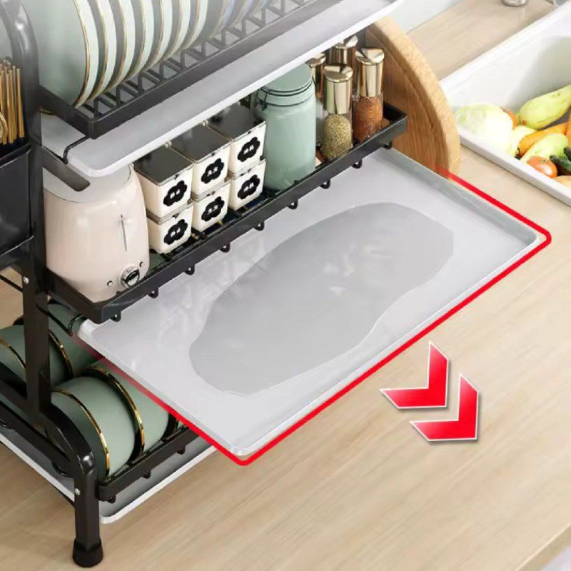 ESTANTE ORGANIZADOR Y ESCURRIDOR DE COCINA, SOBRE EL FREGADERO, ESTANTE DESMONTABLE DE SECADO DE PLATOS DE ACERO INOXIDABLE, FACIL DRENAJE GRAN CAPACIDAD HOME IMPLEMENTS 61X23.4X53CM