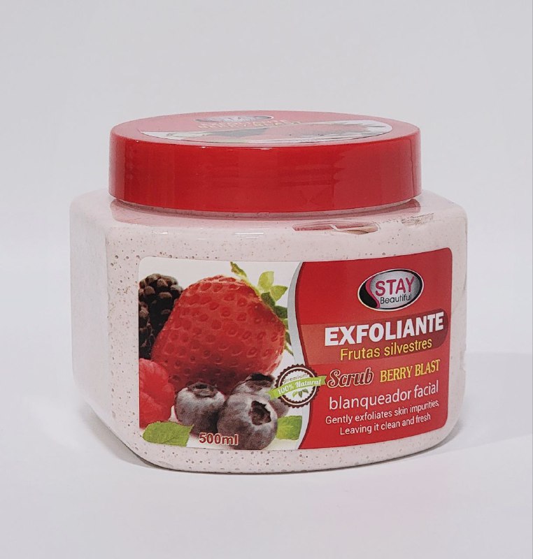 CREMA FACIAL EXFOLIANTE  ACLARANTE Y PURIFICADOR DE POROS CON EXTRACTO DE FRUTAS SILVESTRES STAY BEAUTIFUL 500ML