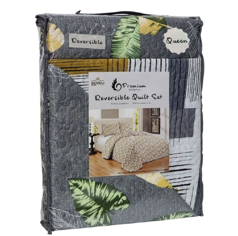 JUEGO DE SABANAS CAMERA TIPO EDREDON REVERSIBLE, DE 3 PIEZAS QUEEN BENELI HOME, 20 ESTILOS