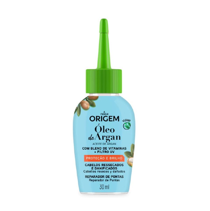 ACEITE PARA EL CABELLO DE ARGAN REPARADOR DE PUNTAS Y BLEND DE VITAMINAS NAZCA ORIGEM 30ML