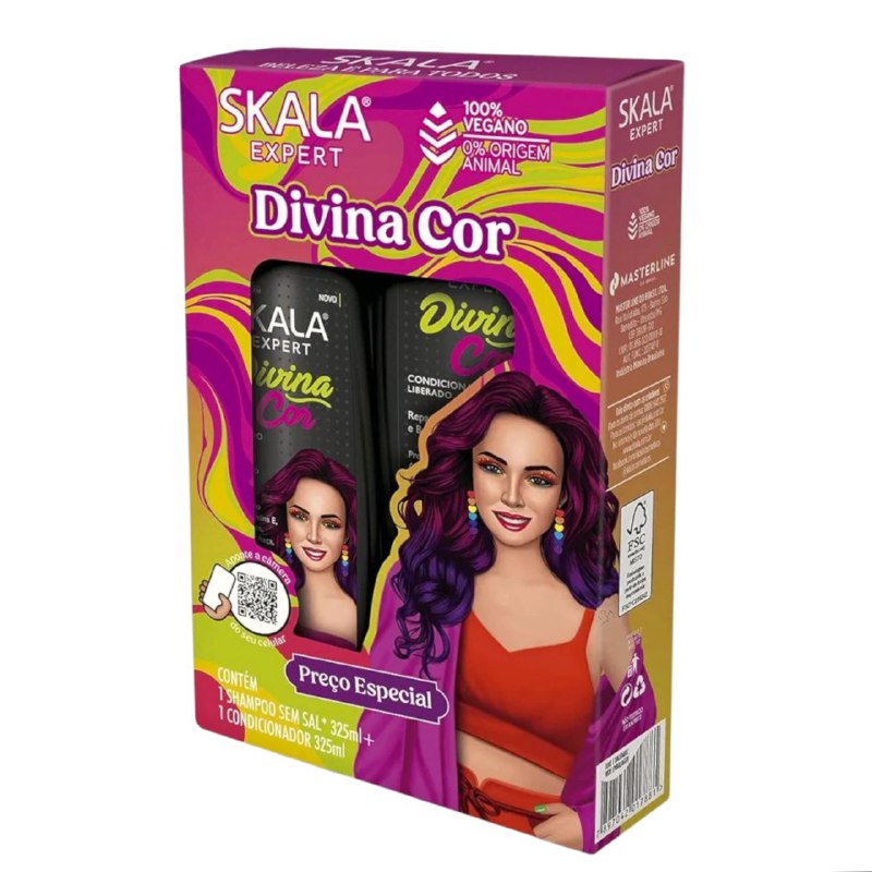 SHAMPOO EN SET, SHAMPOO SIN SAL 325ML, ACONDICIONADOR COLOR DIVINO 325ML SKALA EXPERT