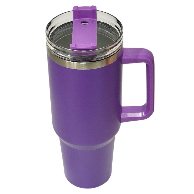 VASO TERMICO DE ACERO INOXIDABLE DOBLE PARED AL VACIO, 4 COLORES CON ASA Y PAJILLA 40OZ