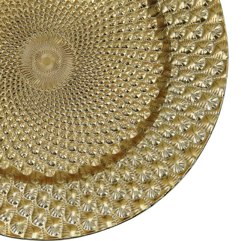 PLATO DE CARGA DECORATIVO NAVIDEÑO DORADO 32X32CM