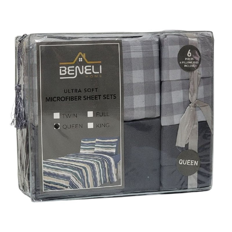JUEGO DE SABANAS CAMERA DE 6 PIEZAS QUEEN BENELI HOME, 10 ESTILOS