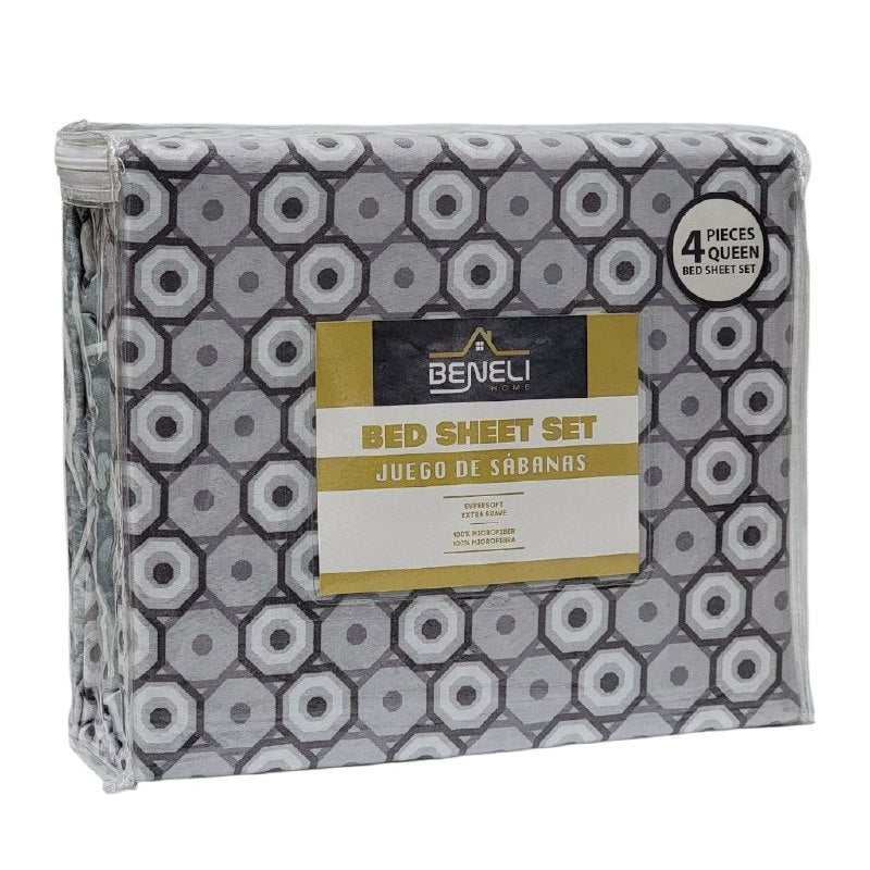 JUEGO DE SABANAS CAMERA DE 4 PIEZAS QUEEN BENELI HOME, 48 ESTILOS