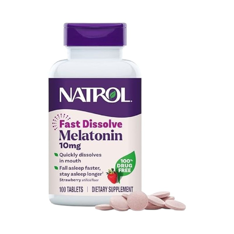 VITAMINAS EN TABLETAS DE DISOLUCIÓN RÁPIDA PARA EL SUEÑO SABOR FRESA NATROL MELATONIN 10 MG FAST DISSOLVE 100 TABLETAS