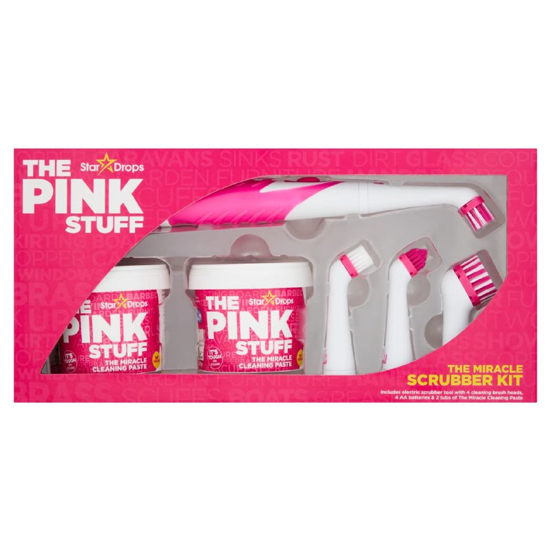 SET DE PASTA MILAGROSA Y HERRAMIENTAS DE FREGADO ELECTRICO PARA INTERIORES Y EXTERIORES MILAGROSO 6PCS THE PINK STUFF
