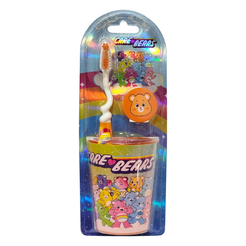 CEPILLO DE DIENTES EN SET DE HIGIENE BUCAL PARA NIÑOS CEPILLO, PROTECTOR Y VASITO CARE KIT, 4 ESTILOS