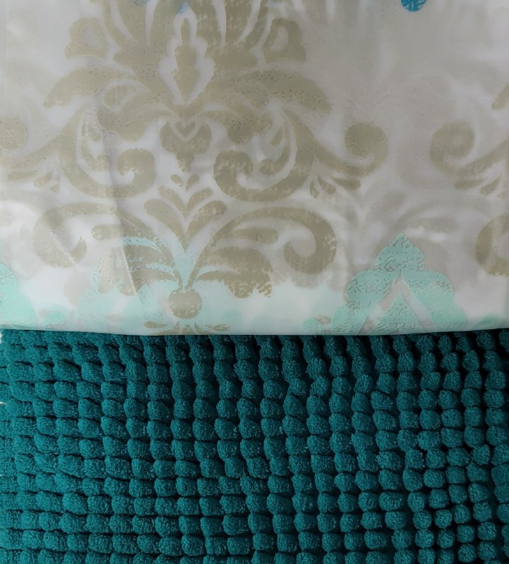 CORTINA DE DUCHA EN SET DE 2 PIEZAS TAPETE 40X60CM, CORTINA Y GANCHOS 180X180CM BENELI HOME