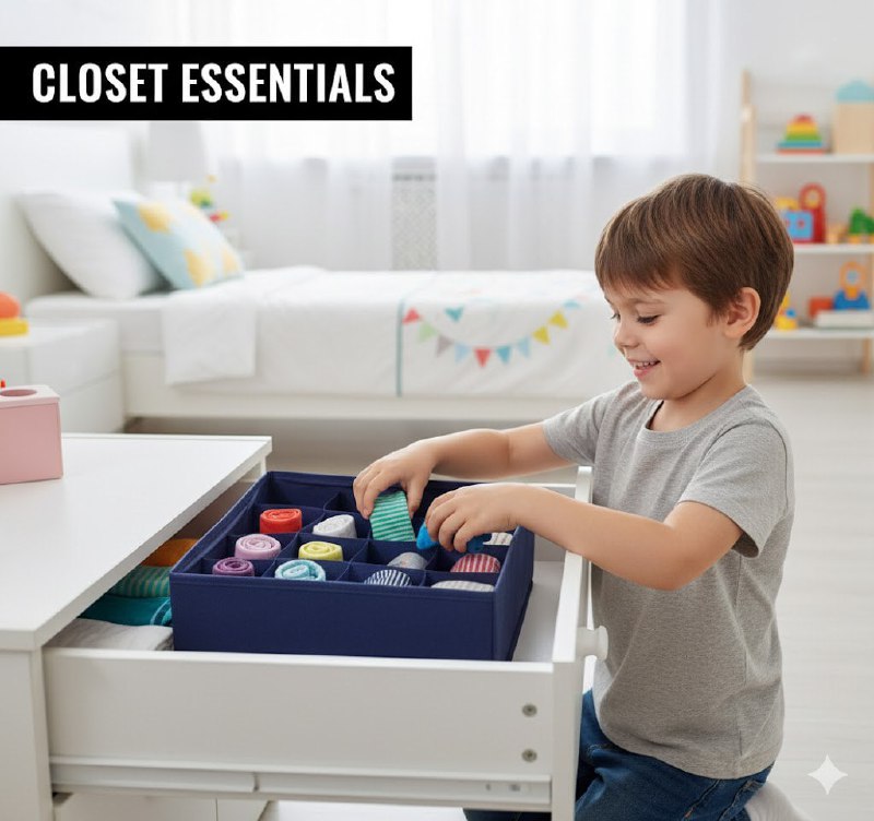 ORGANIZADOR CAJA DE ALMACENAMIENTO CON 16 COMPARTIMIENTOS FIJOS PARA FAJAS, CALCETINES, ETC CLOSET ESSENTIALS 30X30CM