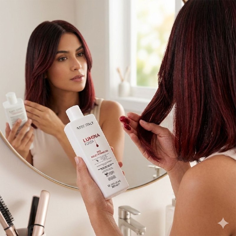 TRATAMIENTO PARA EL CABELLO INTENSIFICADOR DE COLOR ROJOS Y COBRIZOS INTENSOS CON ACEITE DE COCO, JOJOBA Y MANTECA DE CACAO TEC ITALY 300ML