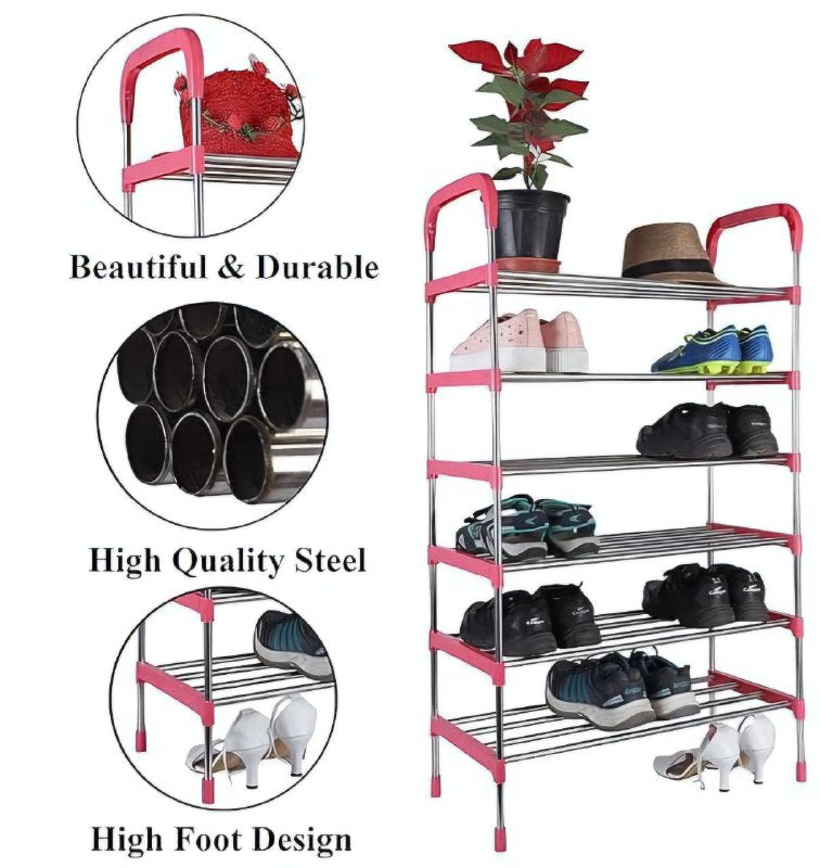 ESTANTE ORGANIZADOR DE ZAPATOS DE 6 NIVELES CON TUBO DE ACERO GALVANIZADO