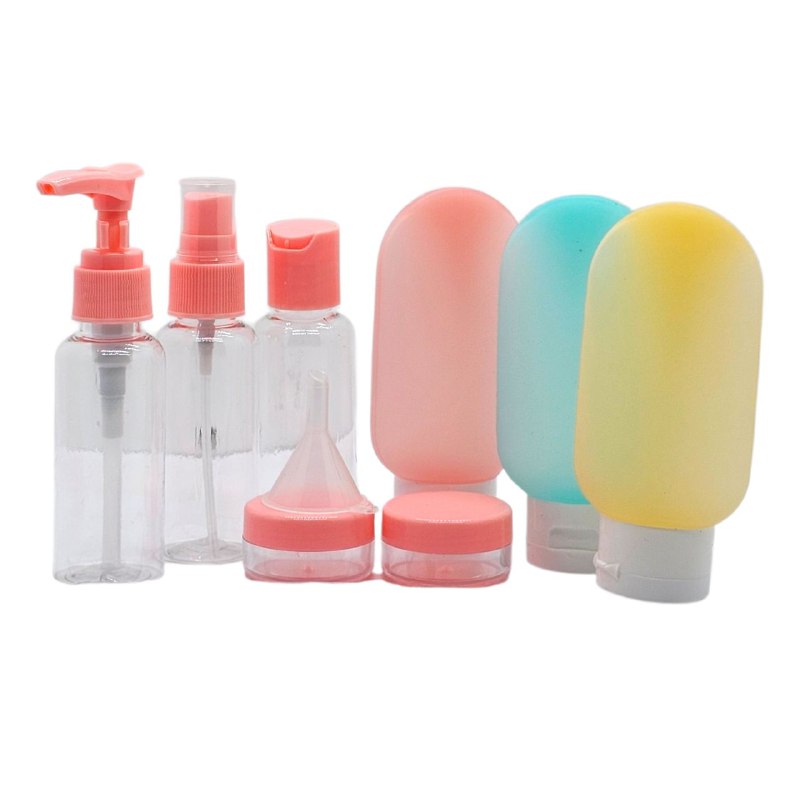 SET PARA VIAJAR VACIAS, EFICIENCIA DE ALMACENAMIENTO COMODO DE 7 PIEZAS, PARA LIQUIDOS Y CREMAS PARA VIAJES TRAVEL