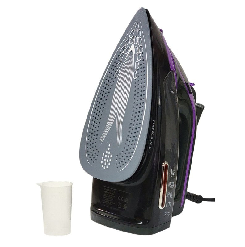 MAQUINA PLANCHA DE ROPA DE VAPOR, FUNCION SECO, VAPOR, AEROSOL, BOTON DE PULVERIZACION, SUELA DE CERAMICA, CONTROL DE TEMPERATURA, 2400W, TANQUE DE AGUA 380ML SOKANY SK-11016