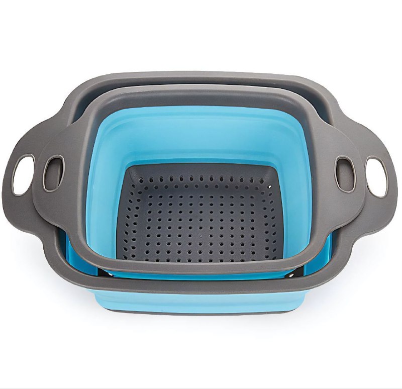 CANASTA COLADORA PLEGABLE DE SILICONA PARA COCINA, ESCURRIDOR DE FRUTAS Y VERDURAS 2 PIEZAS