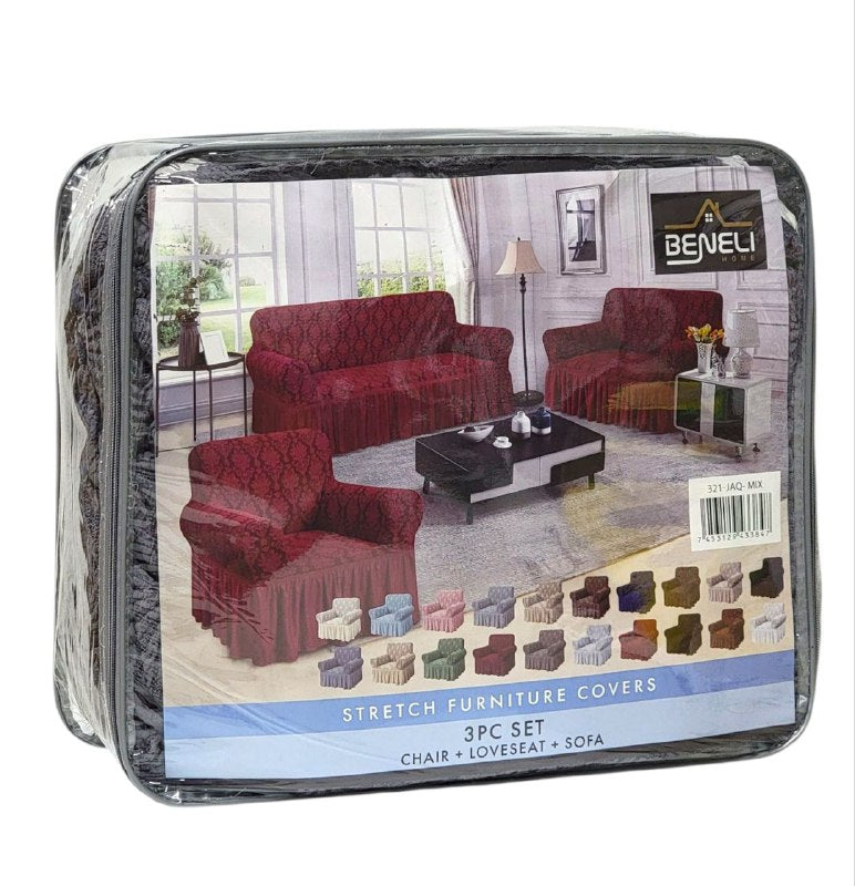 SET DE FORROS ELASTICOS DE MUEBLES, JUEGO DE 3 PIEZAS PARA MUEBLES VARIOS COLORES BENELI HOME