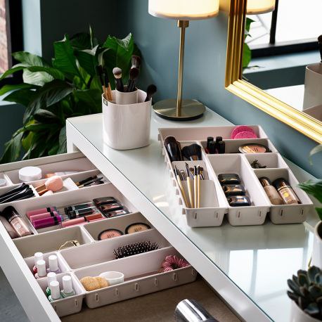 ORGANIZADOR DE COSMETICOS DE 12 PIEZAS PARA CAJON O GAVETA, DISEÑO MODULAR DE FACIL INSTALACION, DIVISORES PARA MAQUILLAJE, ETC 62X35.2CM