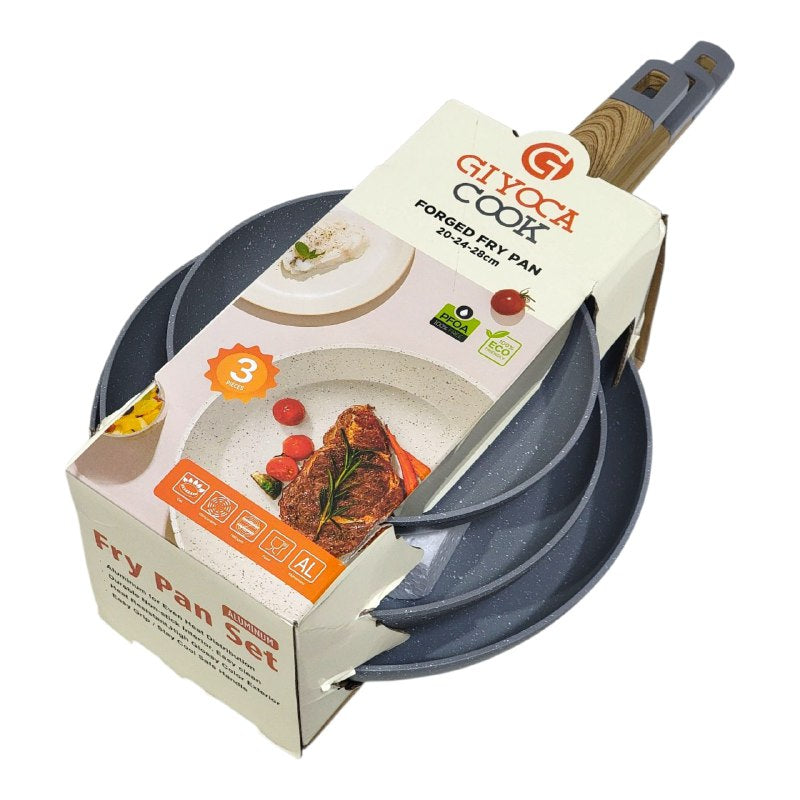 SET DE SARTENES DE ALUMINIO FORJADO ANTIADHERENTES 3PCS GIYOCA COOK