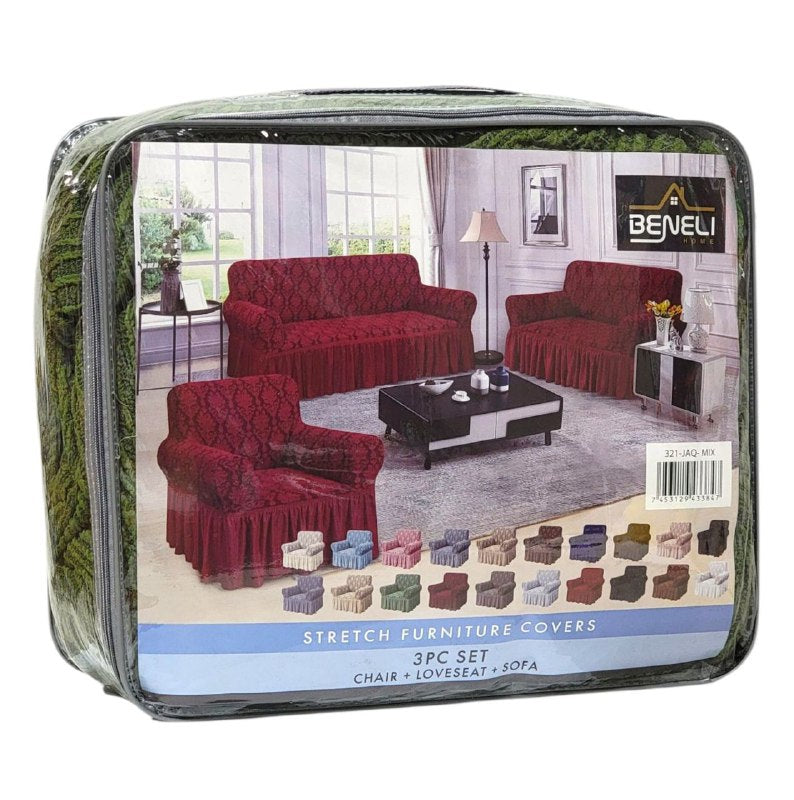 SET DE FORROS ELASTICOS DE MUEBLES, JUEGO DE 3 PIEZAS PARA MUEBLES VARIOS COLORES BENELI HOME