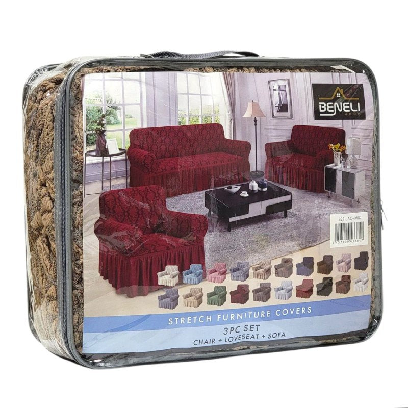 SET DE FORROS ELASTICOS DE MUEBLES, JUEGO DE 3 PIEZAS PARA MUEBLES VARIOS COLORES BENELI HOME