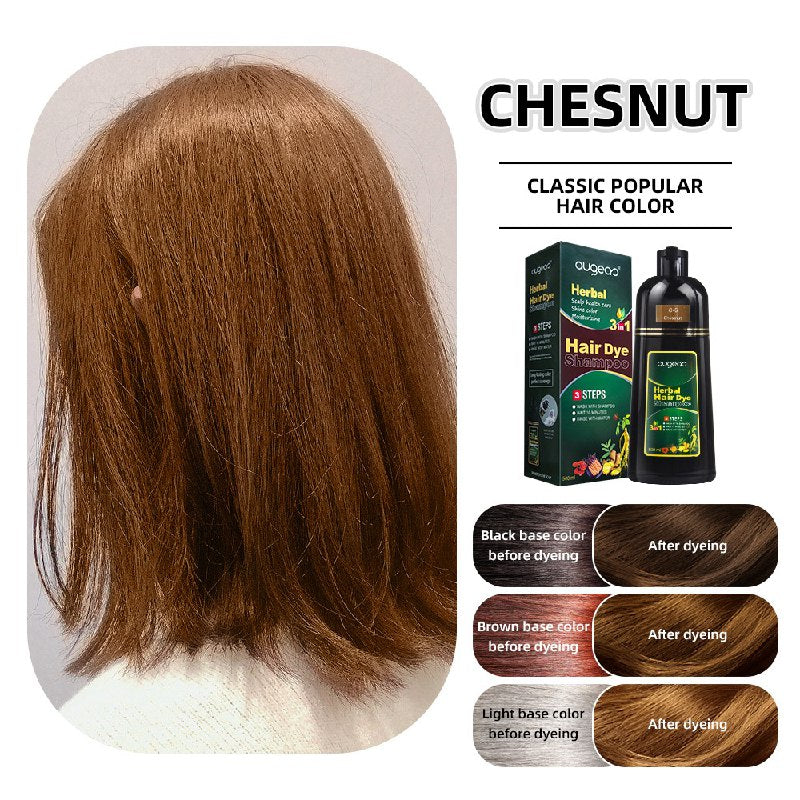 SHAMPOO TINTE PARA EL CABELLO 3 EN 1 COLOR CASTAÑO AUGEAS HERBAL HAIR 500ML