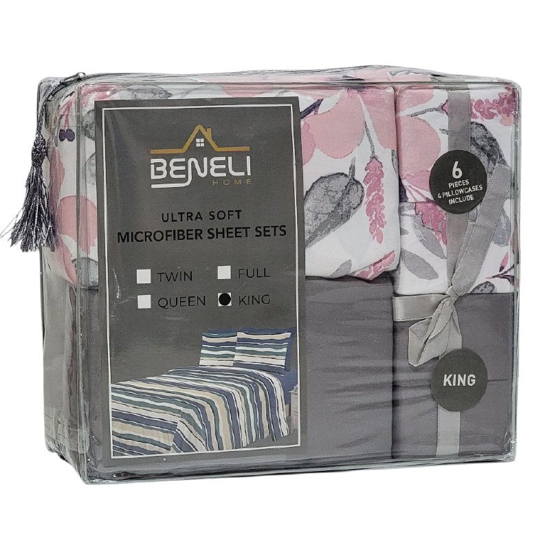 JUEGO DE SABANAS CAMERA DE 6 PIEZAS KING BENELI HOME, 13 ESTILOS