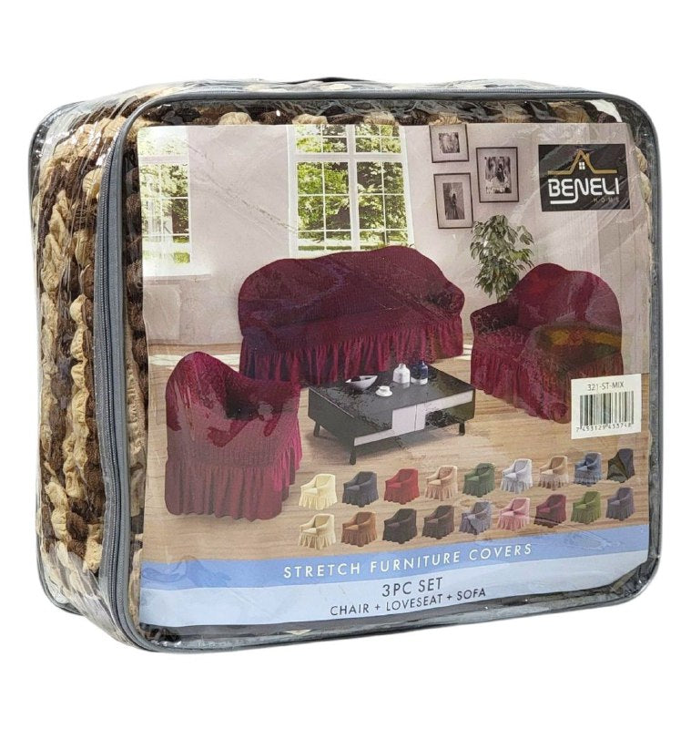 SET DE FORROS ELASTICOS DE MUEBLES, JUEGO DE 3 PIEZAS PARA MUEBLES VARIOS COLORES BENELI HOME