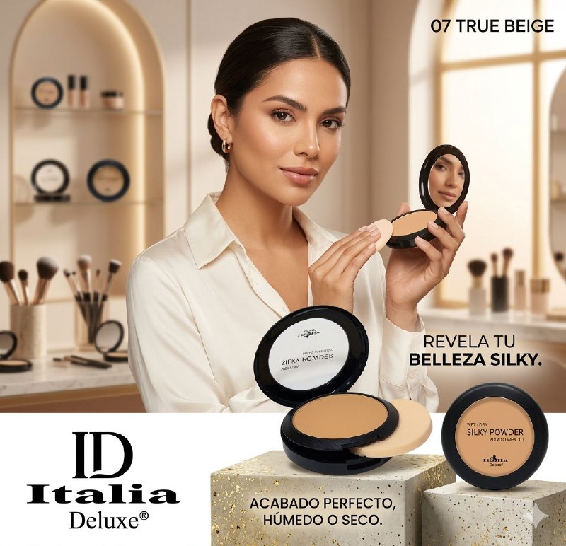 POLVO COMPACTO LIGERO COBERTURA LIGERA TONO 07 TRUE BEIGE ITALIA DELUXE 8G