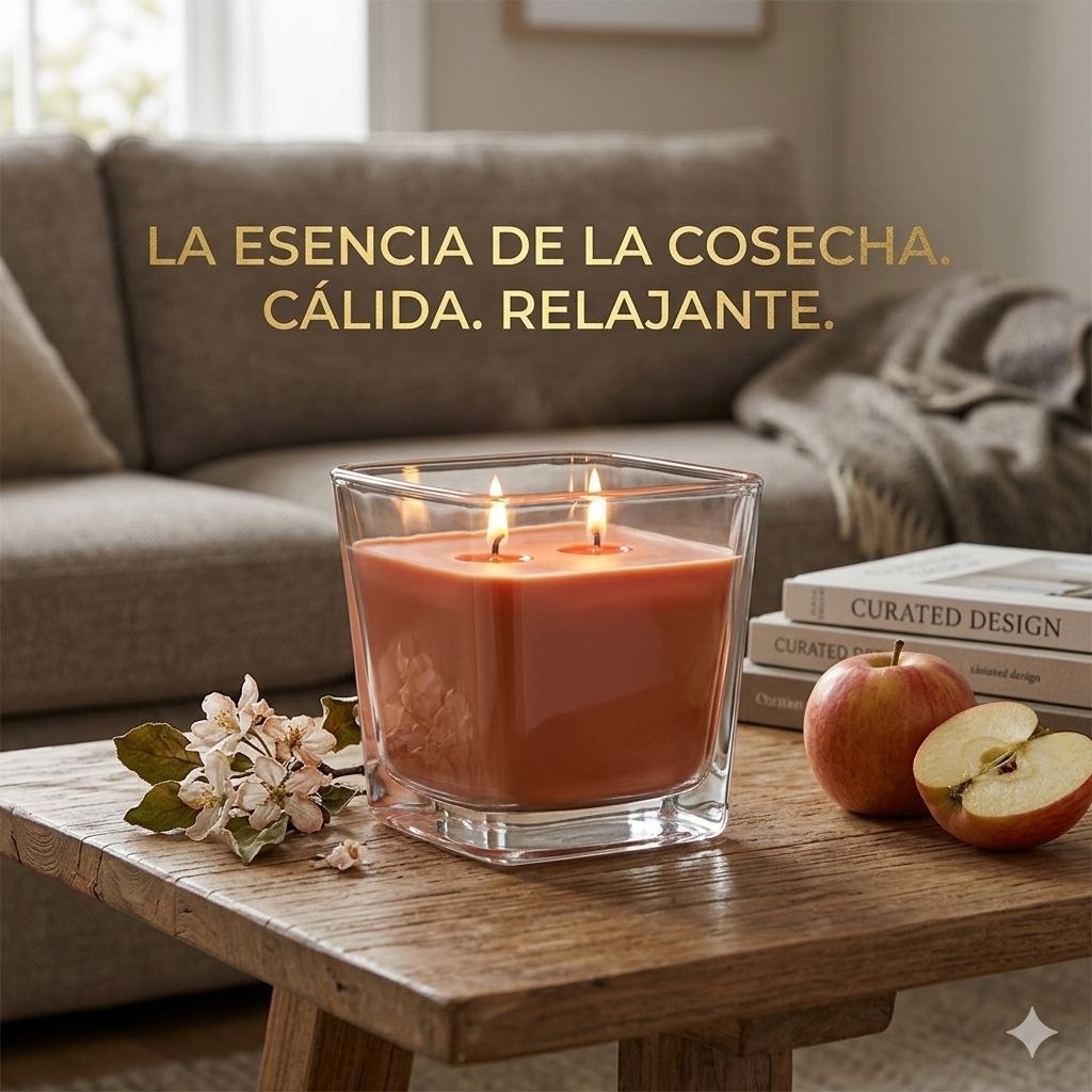 VELA AROMATICA DE DOBLE MECHA AROMA A COSECHA DE MANZANA AROMATHERAPY AIRFUSION 283.5G
