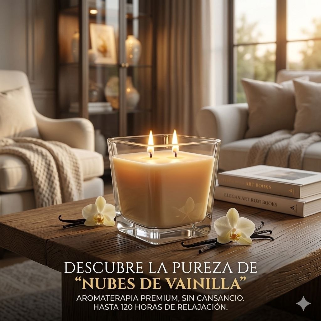VELA AROMATICA DE DOBLE MECHA AROMA A NUBES DE VAINILLA AROMATHERAPY AIRFUSION 283.5G