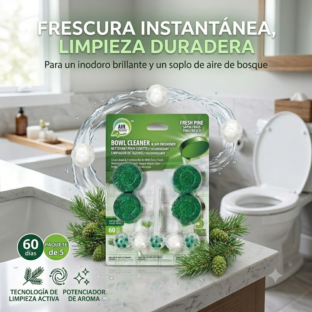 PASTILLAS LIMPIADORAS DE INODORO Y AMBIENTADORAS CON AROMA A AIRES DEL BOSQUE 5UND AIRFUSION