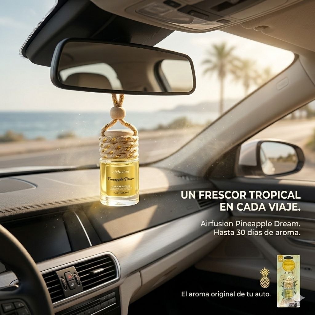 AMBIENTADOR LIQUIDO COLGANTE PARA AUTO AROMA A SUEÑO DE PIÑA AIRFUSION 8ML