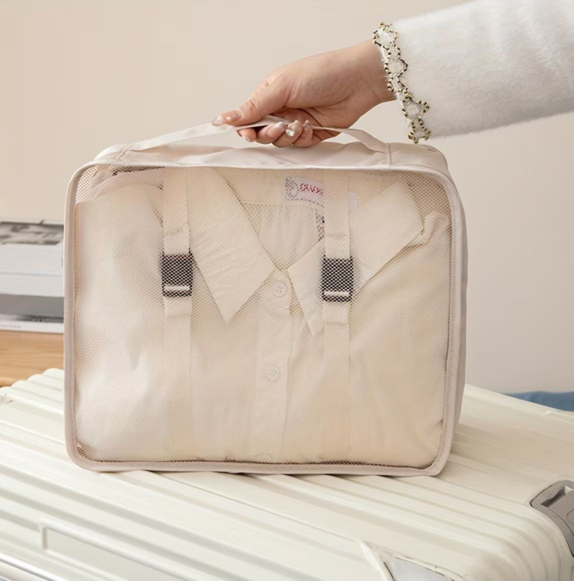 ORGANIZADOR CUBO DE ALMACENAMIENTO Y COMPRESION PARA TRANSPORTE CLOSET ESSENTIALS 12X9X4CM