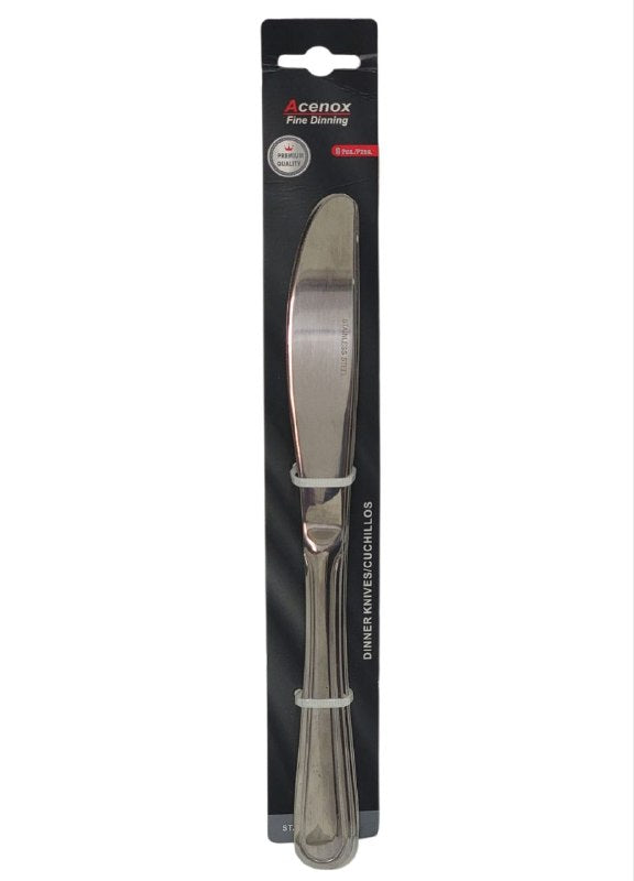 CUBIERTOS CUCHILLOS DE MESA DE ACERO INOXIDABLE EN SET DE 6 PIEZAS ACENOX