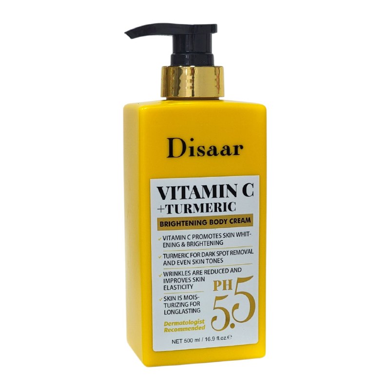 CREMA CORPORAL ILUMINADORA Y REPARADORA CON VITAMINA C Y CURCUMA DISAAR 500ML