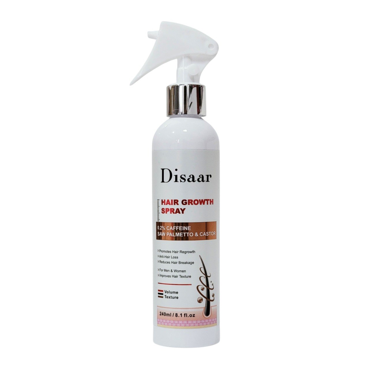 TONICO PARA EL CABELLO EN SPRAY ANTICAIDA Y ESTIMULANTE CON CAFEINA Y ACEITE DE RICINO DISAAR 240ML