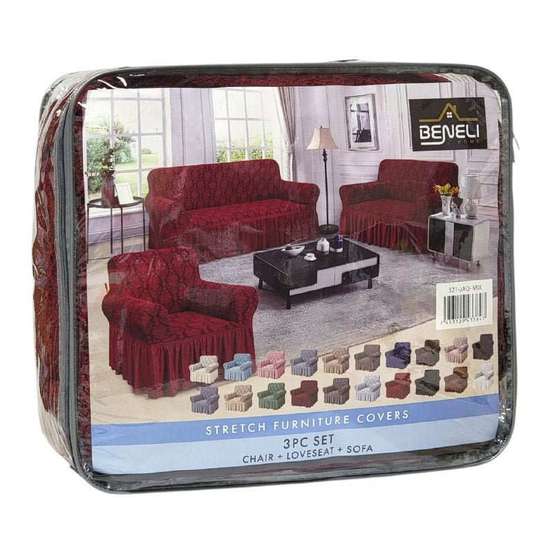 SET DE FORROS ELASTICOS DE MUEBLES, JUEGO DE 3 PIEZAS PARA MUEBLES VARIOS COLORES BENELI HOME