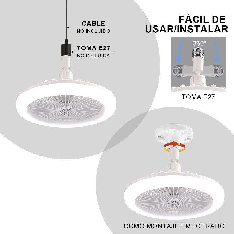 VENTILADOR LUZ LED DE TECHO REGULABLE 265V