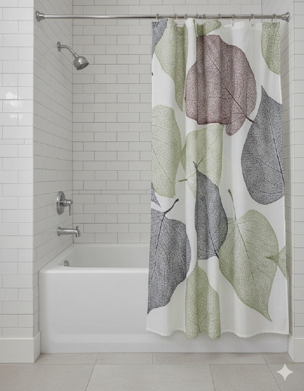 CORTINA DE DUCHA DE POLYSTER SIMPLE Y MODERNO CON 12 ARANDELAS DURADEROS 180X180CM CASA BONITA 6 ESTILOS