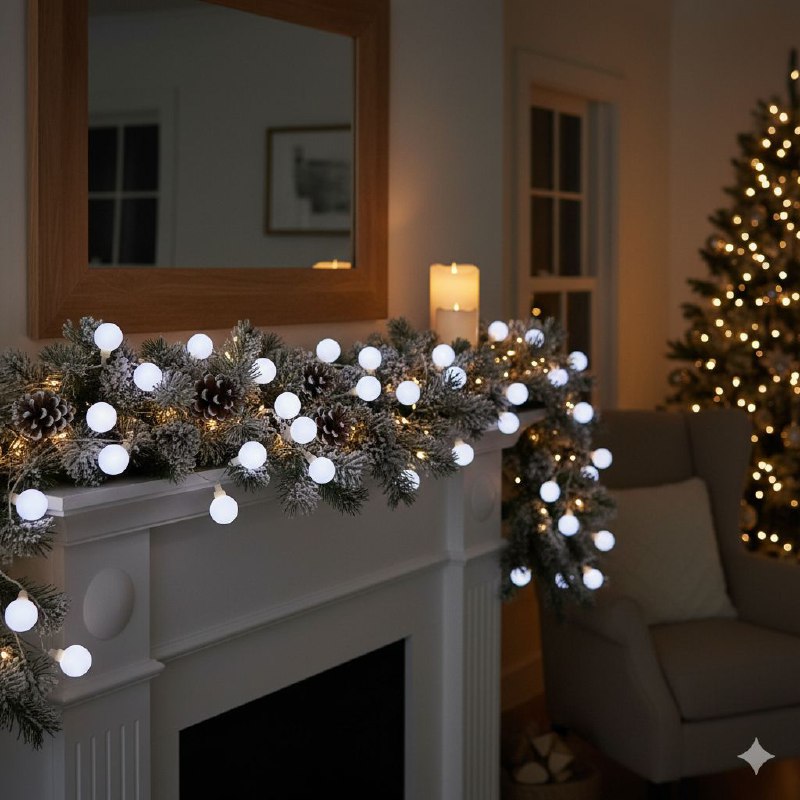LUCES DECORATIVAS NAVIDEÑAS GUIRNALDA LED, PERFECTA PARA ARBOLES Y ESPACIOS INTERIORES O EXTERIORES, CAMBIOS DE LUZ BLANCA 9 DISEÑOS