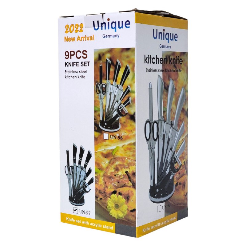 JUEGO DE CUCHILLOS DE COCINA, SET DE CUCHILLOS DE ACERO INOXIDABLE DE 9 PIEZAS UNIQUE GERMANY 2023 NEW ARRIVAL