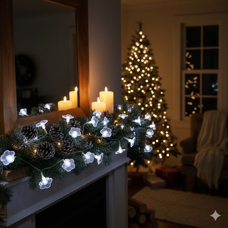LUCES DECORATIVAS NAVIDEÑAS GUIRNALDA LED, PERFECTA PARA ARBOLES Y ESPACIOS INTERIORES O EXTERIORES, CAMBIOS DE LUZ BLANCA 9 DISEÑOS