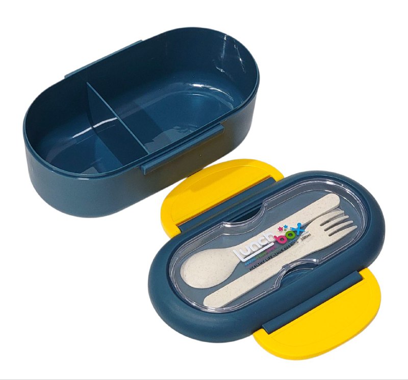 LONCHERA DE 2 COMPARTIMIENTOS, CON VASO, SELLADO A PRUEBA DE FUGAS, FACIL DE LIMPIAR, 2 CUCHARAS 1 TENEDOR LUNCH BOX