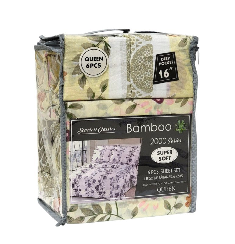 JUEGO DE SABANAS CAMERA DE 6 PIEZAS QUEEN SCARLETT CLASSICS BAMBOO, 54 ESTILOS