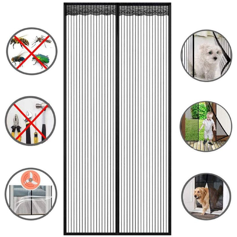 CORTINA MOSQUITERO MAGNETIC DE MALLA RESISTENTE COLOR NEGRO 100X210CM