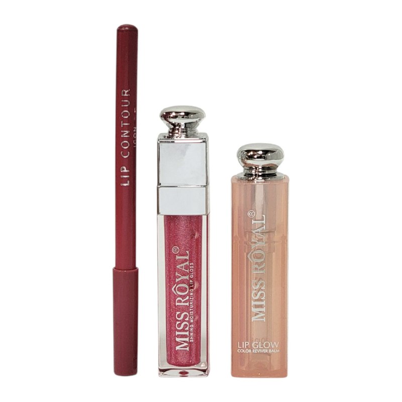 BRILLO LABIAL EN SET DUPE DE DIOR, HIDRATANTES EN TONOS NATURALES MISS ROYAL 3G+6G+2G