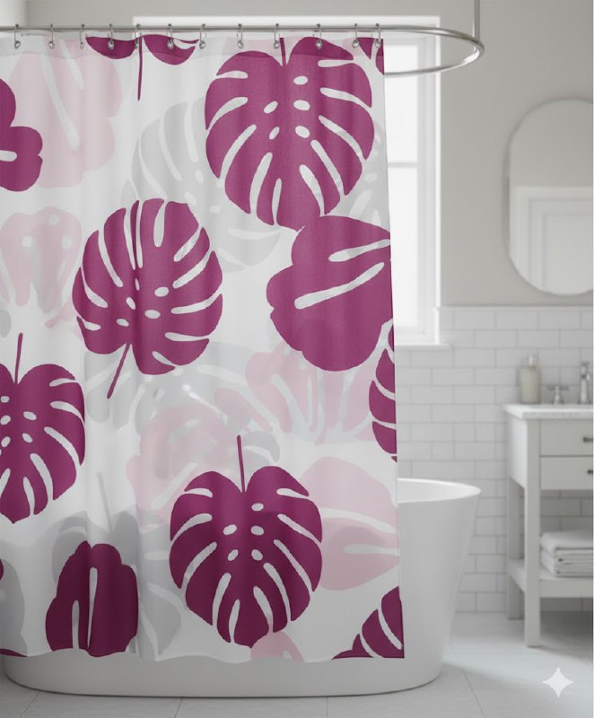 CORTINA DE DUCHA DE POLYSTER, SIMPLE Y MODERNO CON 12 ARANDELAS Y MATERIALES DURADEROS 180X180CM LARUCCI SHOWER CURTAIN 16 ESTILOS
